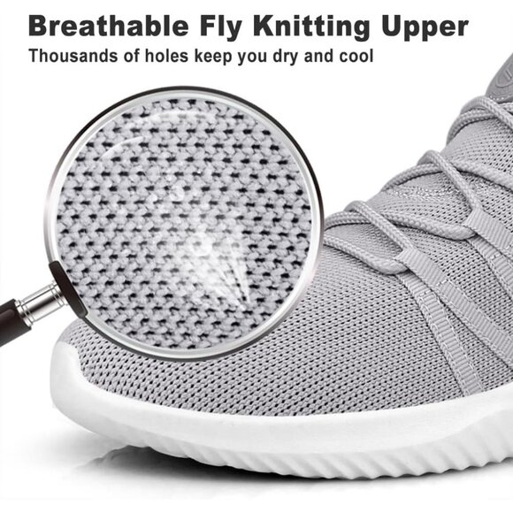 Men's Grey Breathable Lightweight Comfortable Non Slip Fashion Sneakers - Picture 4 of 6